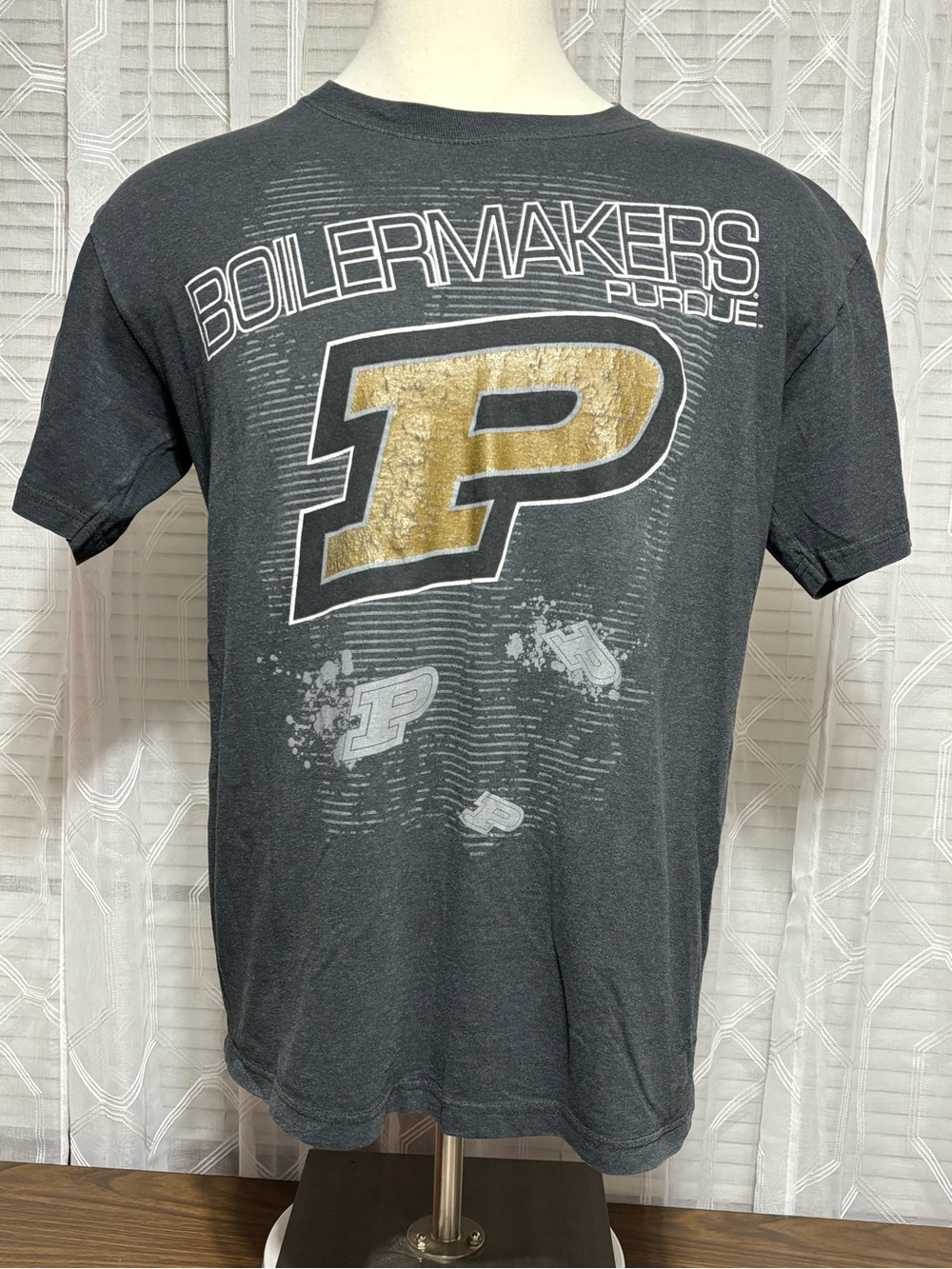 Purdue Boilermakers Men’s Black/Gray Graphic Tee 25 p2p 28L